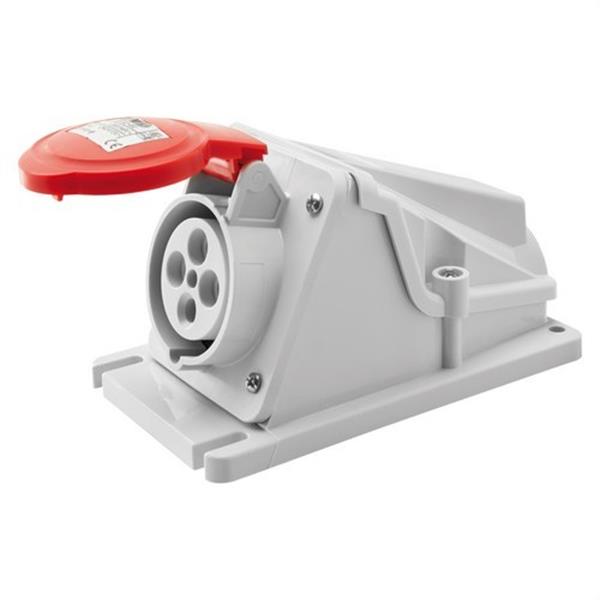 GEWISS GW62481 Base fija de pared a 90° conexionado de tornillo 3P+T 16A 380-415V 50-60Hz 6h rojo IP44