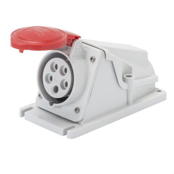 GEWISS GW62482 Base fija de pared a 90° conexionado de tornillo 3P+N+T 16A 380-415V 50-60Hz 6h rojo IP44