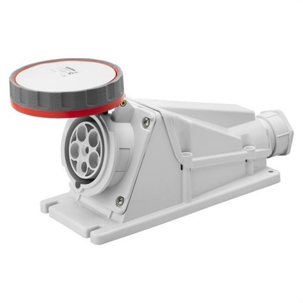 GEWISS GW62534 Base fija de pared a 90° conexionado de tornillo 3P+T 125A 380-415V 50-60Hz 6h rojo IP67