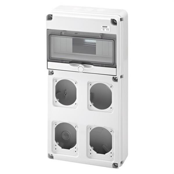 GEWISS GW68003N Caja distribución Q-DIN con 10 módulos 4 frontales para base 16-32A IP65