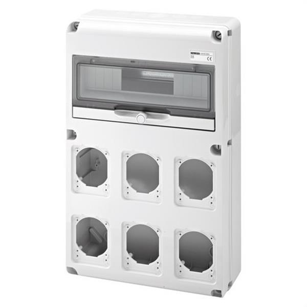 GEWISS GW68008N Caja distribución Q-DIN con 14 módulos 6 frontales base 16-32A IP65