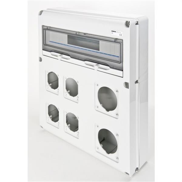GEWISS GW68021N Caja distribución Q-DIN con 20 módulos + 2 bases 63A + 4 bases 16/32A IP65