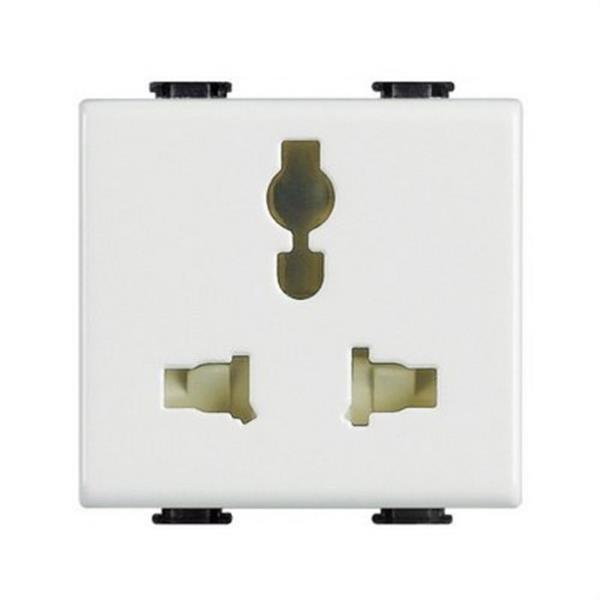 BTICINO AM5039 Base multiestándar 2P+T con 2 módulos MATIX en color blanco