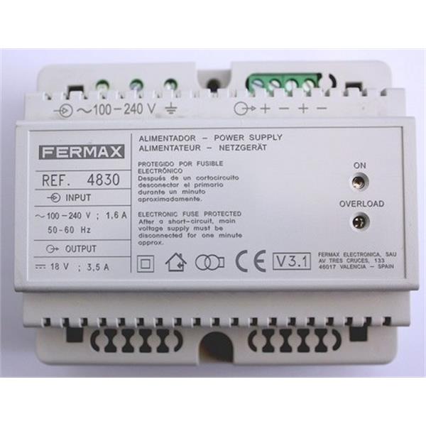 FERMAX 4830 Alimentador 18VDC-3,5A DIN6
