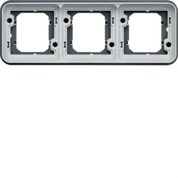 HAGER WNA403 Soporte de empotrar estanca con 3 elementos horizontal gris