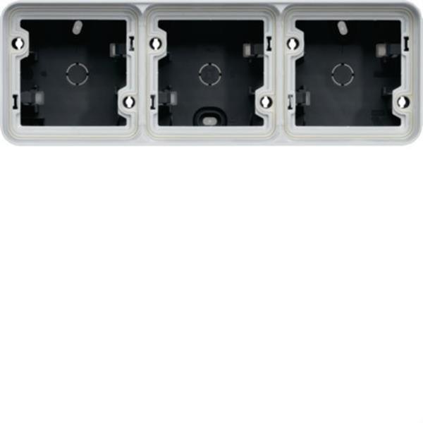 HAGER WNA683 Caja de superficie estanca con 3 elementos horizontal gris