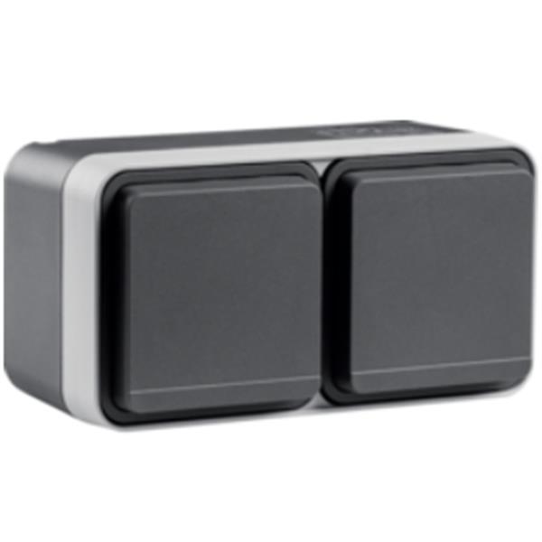 HAGER WNC164 Toma schuko doble horizontal estanca gris
