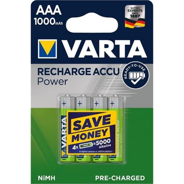 VARTA 5703301404 Acumulador de consumo AAA 1000mAh (Blíster 4u)