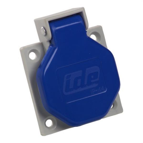 IDE 00102 Base empotrar IP44 2 polos + toma tierra lateral 250V 16A de color azul