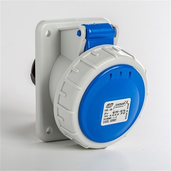 IDE 02801 Base empotrar estanca inclinada IP67 2 polos + toma tierra 220V 16A 6h