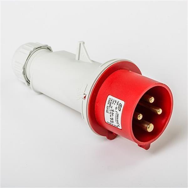 IDE 03102 Clavija aérea IP44 3 polos + tierra 380V 16A 6h de color rojo