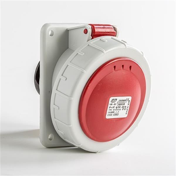 IDE 03803 Base empotrar inclinada IP67 3 polos + neutro + toma tierra 380V 16A 6h de color rojo
