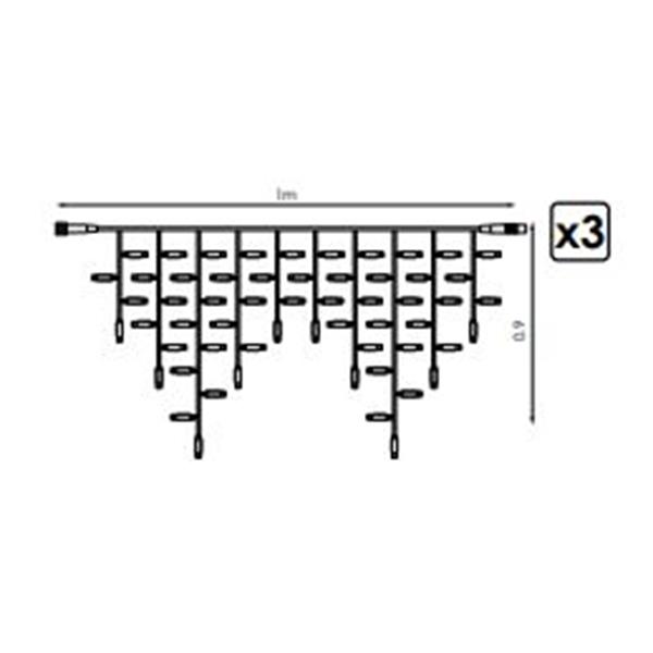 PRILUX 163552 Luminaria decorativa LED ICICLE 3x0,9m 174Luminaria decorativa LED blanco cálido cable blan
