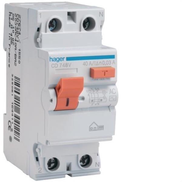 HAGER CD748V Interruptor diferencial MN 30mA 2P 40A