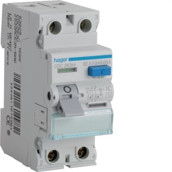 HAGER CDC263M Diferencial 2P 63A 30mA tipo-AC