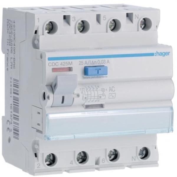 HAGER CDC425M Diferencial 4P 25A 30mA tipo-AC