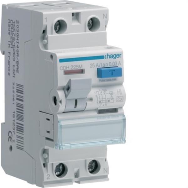 HAGER CDH225M Diferencial 2P 25A 30mA tipo HI