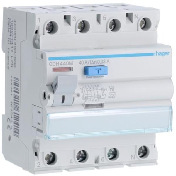 HAGER CDH440M Diferencial 4P 40A 30mA tipo HI