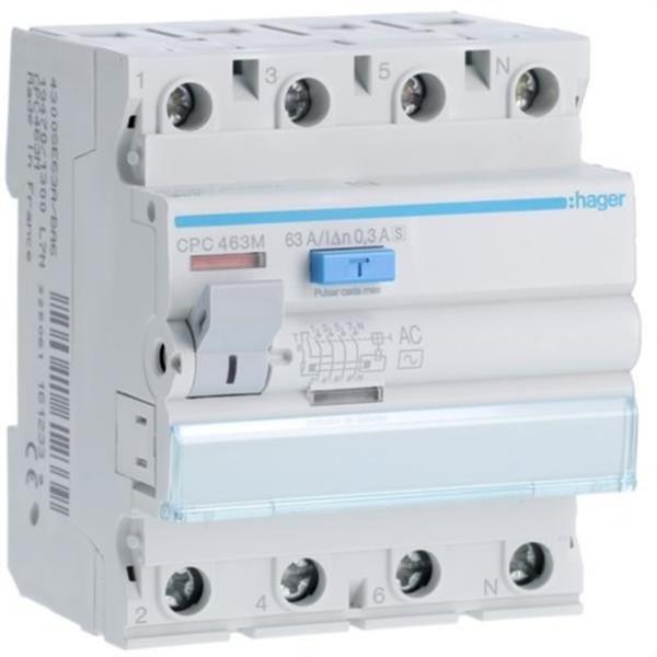 HAGER CPC463M Diferencial 4P 63A 300mA selectivo CA