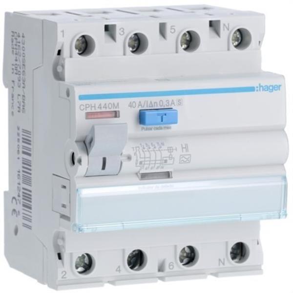 HAGER CPH440M Diferencial 4P 40A 300mA selectivo HI