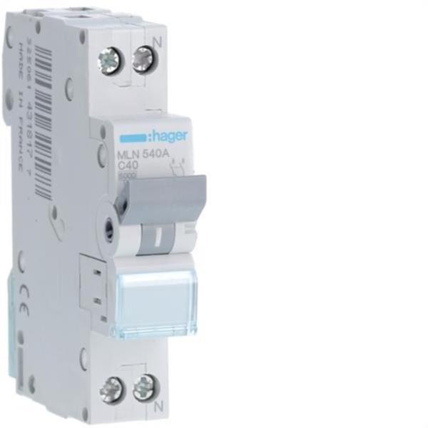 HAGER MLN540A Interruptor automático 1P+N 40A curva-C 6kA 1 módulo