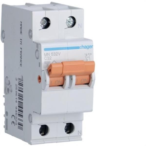 HAGER MN532V Interruptor automático MN 1P+N 32A curva-C