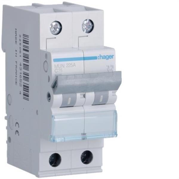 HAGER MUN225A Interruptor automático 2P 25A curva-C 6kA