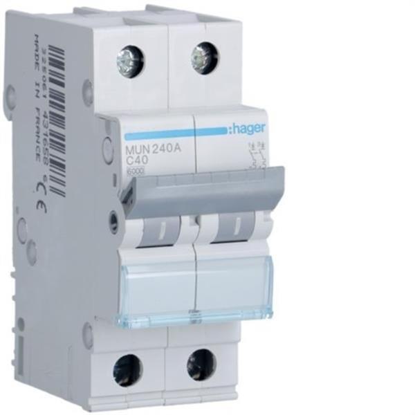 HAGER MUN240A Interruptor automático 2P 40A curva-C 6kA