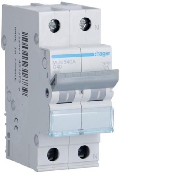 HAGER MUN540A Interruptor automático 1P+N 40A curva-C 6kA