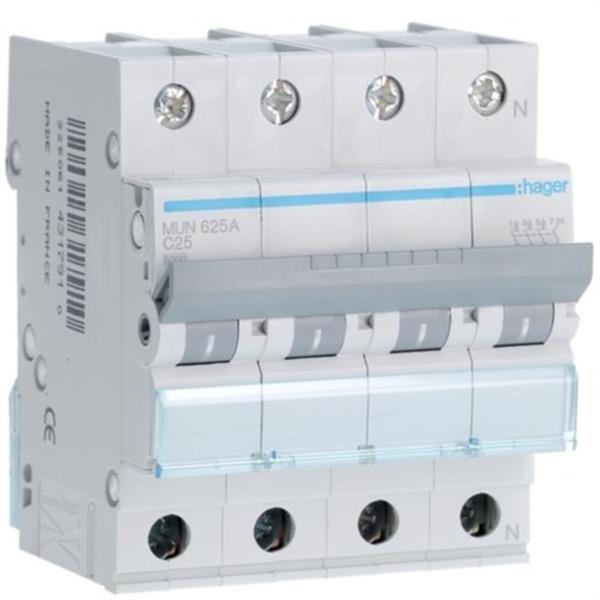 HAGER MUN625A Interruptor automático 3P+N 25A curva-C 6kA