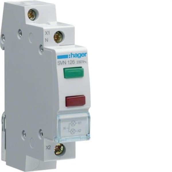 HAGER SVN126 Piloto doble 230V 0,9W verde+rojo
