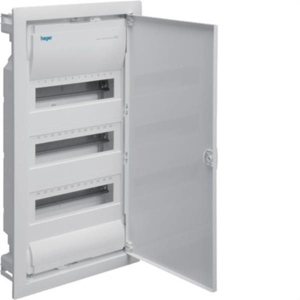 HAGER VU36EP Caja empotrar con 36 módulos 3 filas golf VU puerta opaca blanca