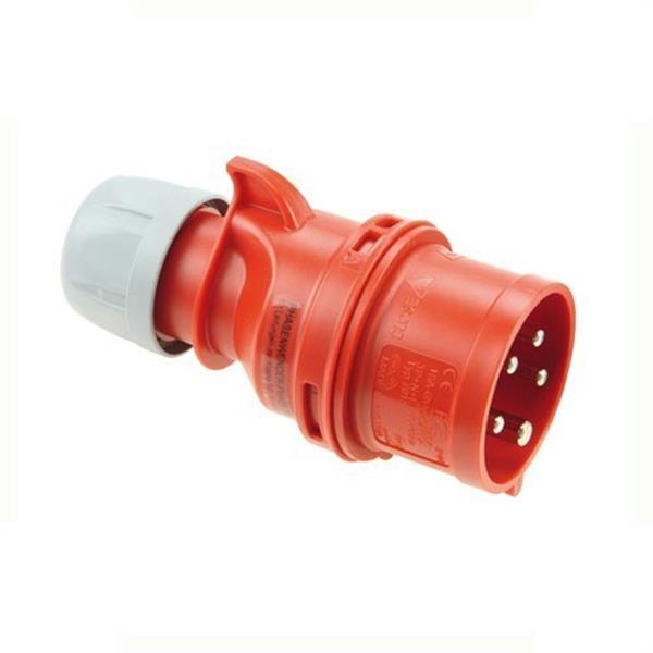 INTERFLEX 7025-6 Clavija TWIST con dispositivo protección 32A 3 polos+neutro 400V 6h rojo