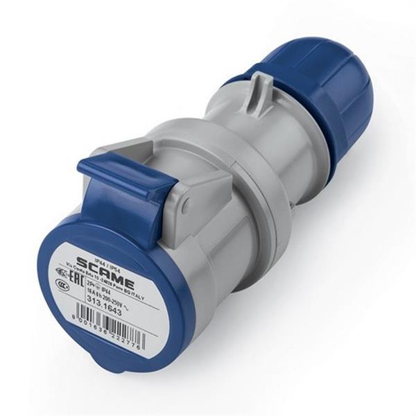 SCAME 313.1643 Prolongador IP44 2P+T 16A 200-250V borne tornillo