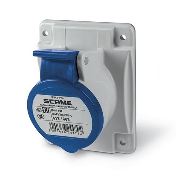 SCAME 413.1663 Base empotrable OPTIMA 2P+T 16A 6h azul