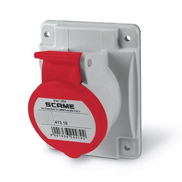 SCAME 413.1667 Base empotrable OPTIMA 3P+N+T 16A 6h rojo