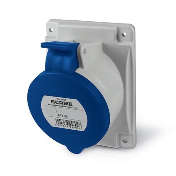 SCAME 413.3263 Base empotrable OPTIMA 2P+T 32A 6h azul