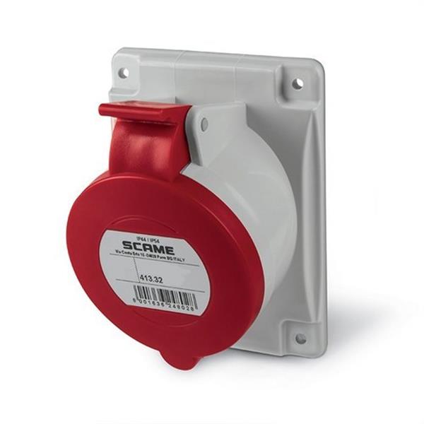 SCAME 413.3266 Base empotrable OPTIMA 3P+T 32A 6h rojo