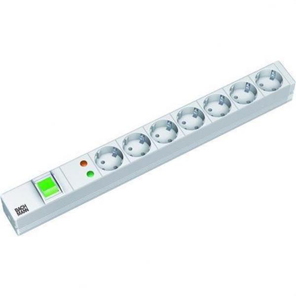 BACHMANN 333405 Base 19" 7 tomas SCHUKO 1 interruptor verde 438,5mm gris
