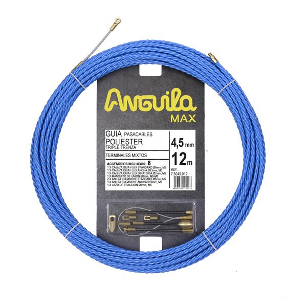 ANGUILA 75045012 Trenza triple poliéster ANGUILA MAX diámetro 4,5mm 12m con nuevos terminales diámetro 5mm f