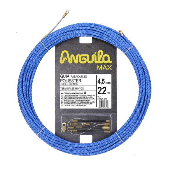 ANGUILA 75045022 Trenza triple poliéster ANGUILA MAX diámetro 4,5mm 22m con nuevos terminales diámetro 5mm f