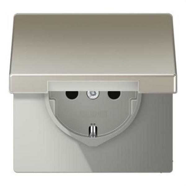 JUNG ES1521KIKL Base enchufe Schuko® con tapa abatible acero