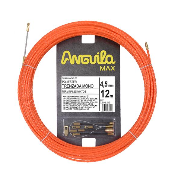 ANGUILA 75145012 Trenza monofilamento poliéster ANGUILA MAX diámetro 4,5mm 12m con nuevos terminales diámetr