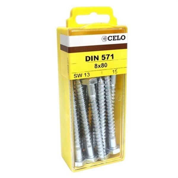 CELO 4760571 Juego tirafondos cabeza hexagonal DIN571 7x60 cincado (20 unidades)