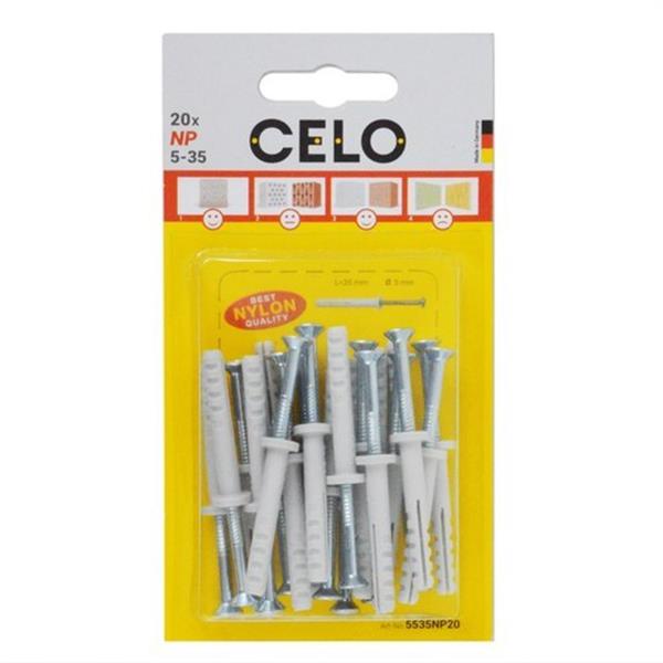 CELO 5535NP20 Juego taco golpe NP 5x35 nylon(20u)