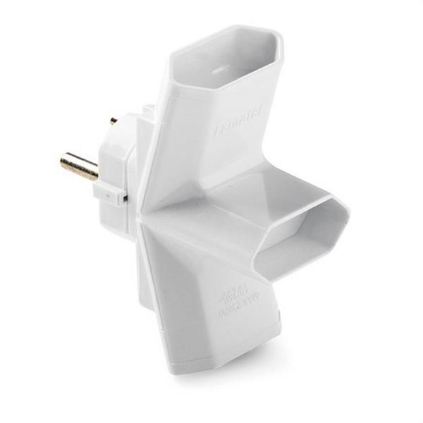 FAMATEL 1209 Adaptador triple 10A 250V conector TT lateral diámetro 4,8