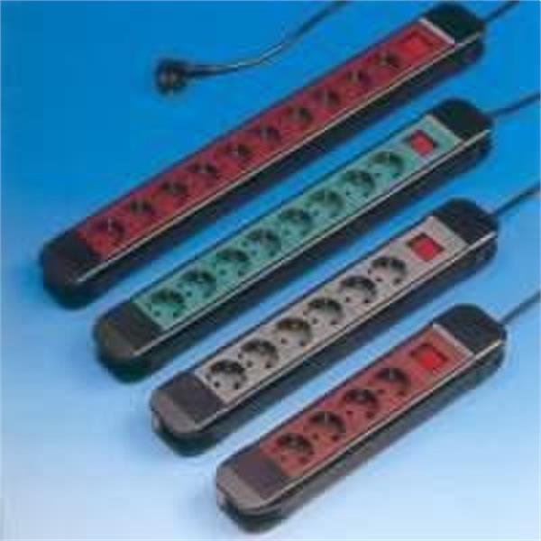 FAMATEL 21636 Base con 3m cable sin interruptor 6 tomas de color rojo plus
