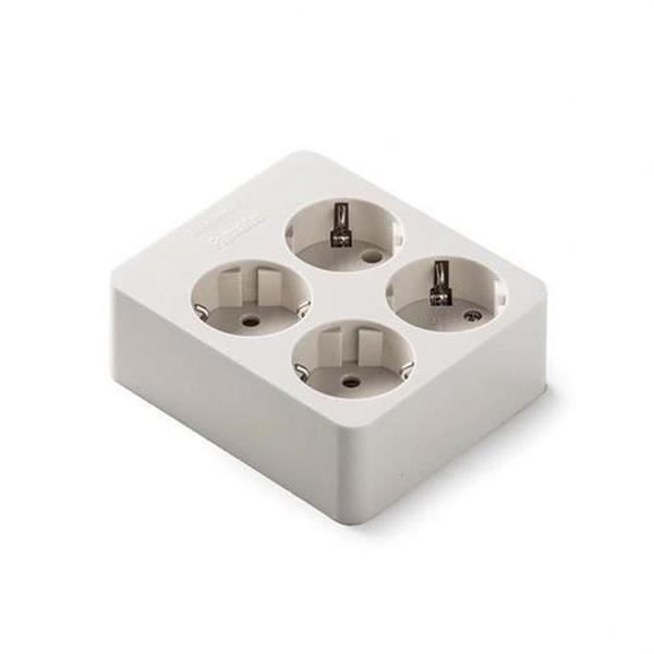 FAMATEL 2504 Base 4 tomas 16A-250V TT lateral de color blanco