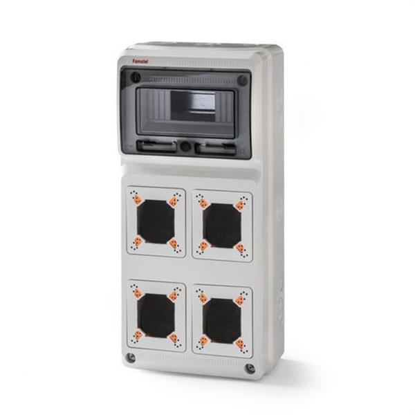 FAMATEL 3961 Caja envolvente pretroquelada 8 módulos para 4 mecanismos IP65