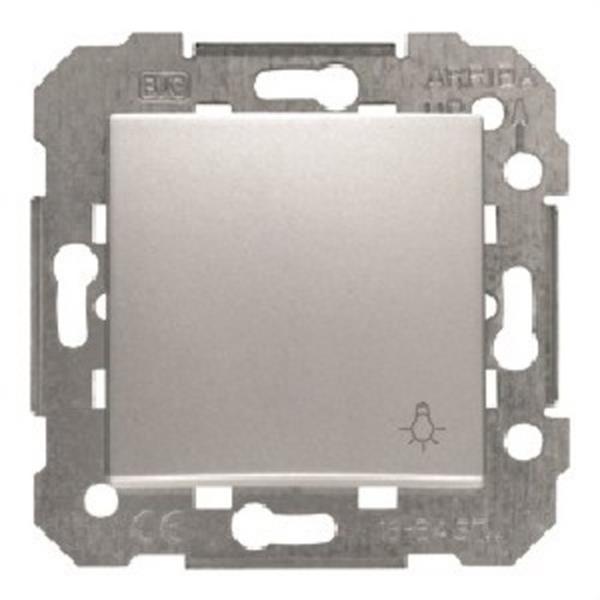 BJC 23516-2PL Pulsador VIVA logo luz sin garras 10 a 250VAC, plata luna